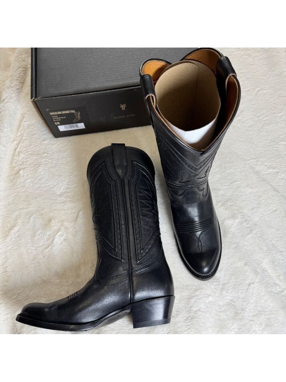 Frye Rosalind Braid Leather Wester Boot size 6 Black - Picture 7 of 12